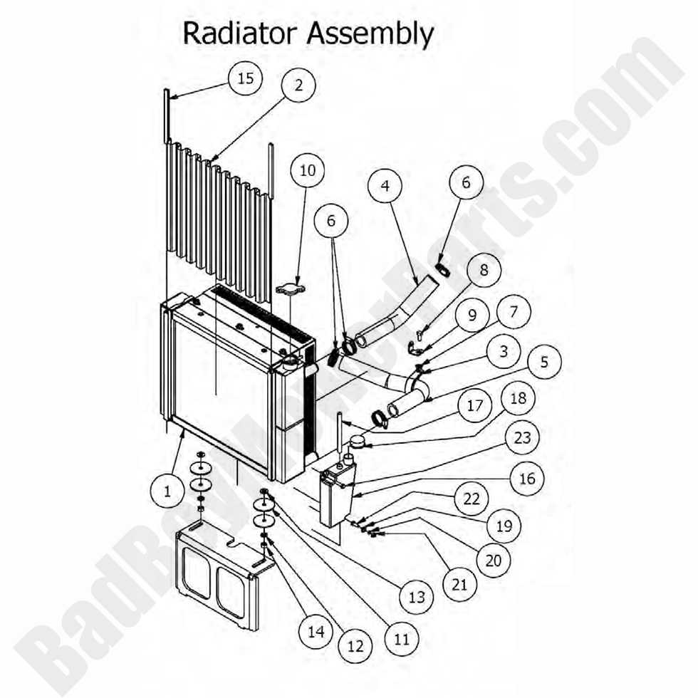 1579 - Bad Boy Mower Parts Lookup > 2017 > Diesel - 1500cc > Radiator Assembly